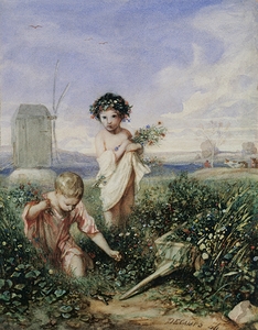 Children Gathering Flowers [1844] by Alexandre Gabriel Decamps [1803–1860]